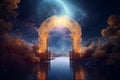 Gates to eternity river. Generate Ai Royalty Free Stock Photo