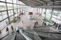 Inside interior of modern bus station waiting area