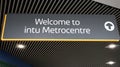 Welcome to the intu Metrocentre sign with arrow giving directions Royalty Free Stock Photo