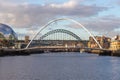 Gateshead Millennium and Tyne Bridge over the River Tyne, Newcastle, UK Royalty Free Stock Photo