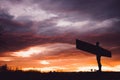 Angel of the North in Gateshead, near Newcastle at sunset with striking cloud formation Royalty Free Stock Photo