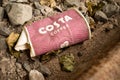 Discarded disposable Coffee Cup, not recycled, trash Royalty Free Stock Photo