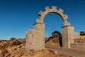 Gateway on Amantani island in Titicaca lake, Pe Royalty Free Stock Photo