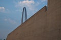 The Gateway Arch behind a floodwall Royalty Free Stock Photo