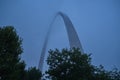 The Gateway Arch on a foggy morning Royalty Free Stock Photo