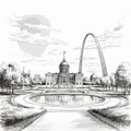 Gateway Arch. Gateway Arch hand-drawn comic illustration. Vector doodle style cartoon illustration