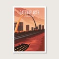 Gateway Arch National Park poster illustration, beautiful big river city scenery poster