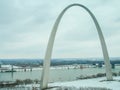 The Gateway Arch in the snow Royalty Free Stock Photo