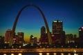 The Gateway Arch in St. Louis at sunset Royalty Free Stock Photo