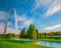 The Gateway Arch is surrounded by the Gateway Arch National Park Royalty Free Stock Photo