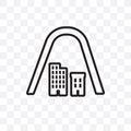 Gateway arch vector linear icon isolated on transparent background, Gateway arch transparency concept can be used for web and mobi
