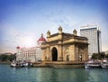 Gateway of India, famous hotel Mumbai Maharashtra monument landmark famous place  magnificent view without people with copy space Royalty Free Stock Photo