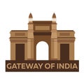 Gateway of India. Indian architecture. Mumbai. Modern flat design. Vector illustration.