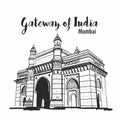 Gateway of india Mumbai Maharashtra imdia sketch Royalty Free Stock Photo