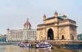 The Gateway of India and Taj Mahal Palace as seen from the Arabian Sea. Mumbai - India Royalty Free Stock Photo