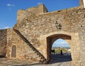 The gateway of ramparts at the Monsaraz castle, Portugal, southern Europe Royalty Free Stock Photo