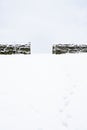 Gateway and dry stone wall Royalty Free Stock Photo