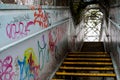 Gateway with street-art in London, above the train station