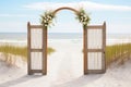 Gateway to Forever: Beachside Nuptials. Royalty Free Stock Photo