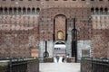 Gateway to fortress Castello Sforzesco in Milan