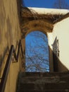 Gateway to the garden with stair, rail and forged iron gate