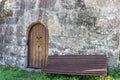 Seat at the entrance of a chapel, Borela, Pontevedra, Galicia, Spain Royalty Free Stock Photo