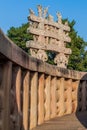 Gateway (Torana) of the Great Stupa, ancient Buddhist monument at Sanchi, Madhya Pradesh, Ind Royalty Free Stock Photo