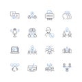 Gathering audience line icons collection. Crowd, Gathering, Assembly, Convening, Society, Congregation, Gathering crowd