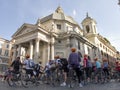 Gathering of cyclists under church Santa Maria (Rome)