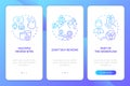 Gathering online reviews blue gradient onboarding mobile app screen