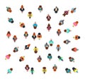 Gathering people group top view, walking men and women, social crowd vector illustration isolated