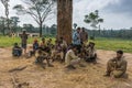 Gathering of striking males at Dubare Elephant Camp, Coorg India