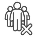 Gatherings ban line icon. Avoid Crowds outline style pictogram on white background. Social Distancing to avoid Covid-19