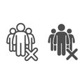 Gatherings ban line and solid icon. Avoid Crowds outline style pictogram on white background. Social Distancing to avoid