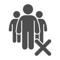 Gatherings ban solid icon. Avoid Crowds glyph style pictogram on white background. Social Distancing to avoid Covid-19