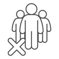 Gatherings ban thin line icon. Avoid Crowds outline style pictogram on white background. Social Distancing to avoid