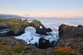 Gatklettur at autumn sunset, an Arch Rock in west Iceland