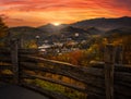 Gatlinburg overlook during brilliant sunset Royalty Free Stock Photo