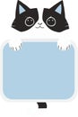 Cute white and light blue cat, vector illustration, international cat day, with tail outside Royalty Free Stock Photo