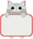 cute gray cat, vector illustration, international cat day, tail out Royalty Free Stock Photo