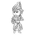 Gatotkaca chibi mascot logo line art