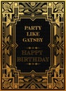 Gatsby card greetings template Art deco geometric vintage frame can be used for invitation, congratulation great gatsby party them