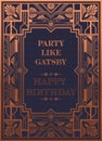 Gatsby card greetings template Art deco geometric vintage frame can be used for invitation, congratulation great gatsby party them