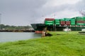 GATUN, PANAMA - MAY 29, 2016: Container ship is passing through Gatun Locks, part of Panama Can Royalty Free Stock Photo