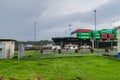 GATUN, PANAMA - MAY 29, 2016: Container ship is passing through Gatun Locks, part of Panama Can Royalty Free Stock Photo