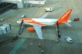 Gatwick airport. Easy Jet loading passengers.