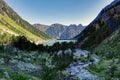 Gaube Lake, Lac de Gaube, in the Pyrenees mountains, mountain range between Spain and France Royalty Free Stock Photo