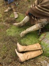 Gaucho changing his foal boots