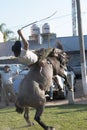 jineteada gaucho riding wild horse jumping jumping in a rodeo in argentina patron saint festival similar to uruguay chile-