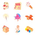 Gaud icons set, cartoon style Royalty Free Stock Photo